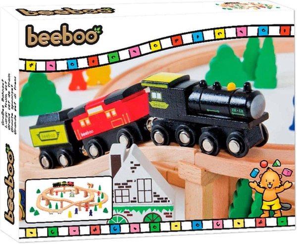 Beeboo Holz Eisenbahn-Spielset 60-teilig